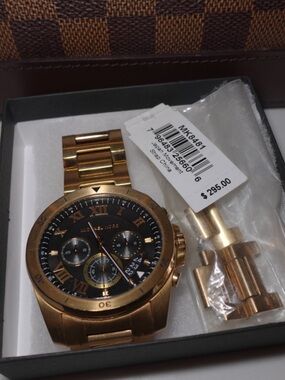 Michael Kors Gold and Black Chronograph Bracelet Watch